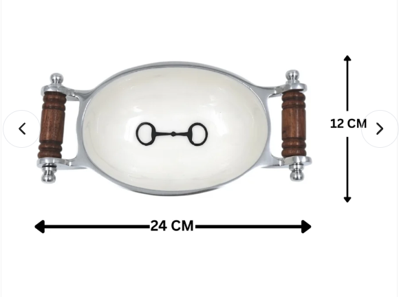 Horse Bit Bowl with Handles Acrylic Finish Oval