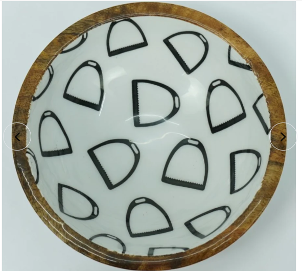 Horse Stirrup Bowl Acrylic Finish Round 6"