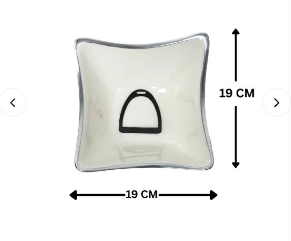Horse Stirrup Bowl Acrylic Finish Square 4.5"