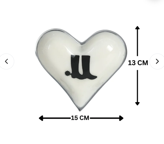 Horse Boot Bowl Acrylic Finish Heart Shape 6"