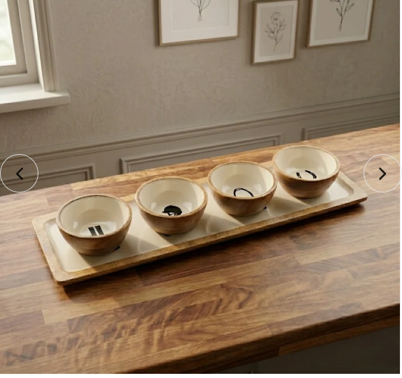 Equestrian Bowls with Tray Acrylic Finish