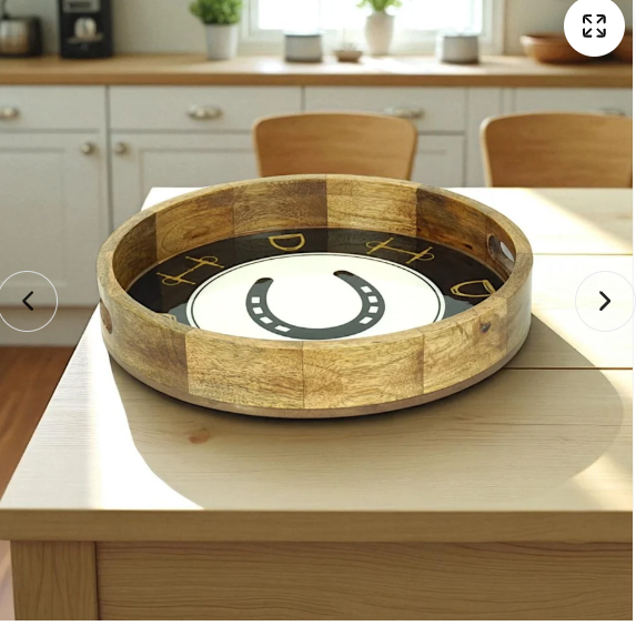 Horse Shoe Bit Stirrup Tray Acrylic Finish Round 10"