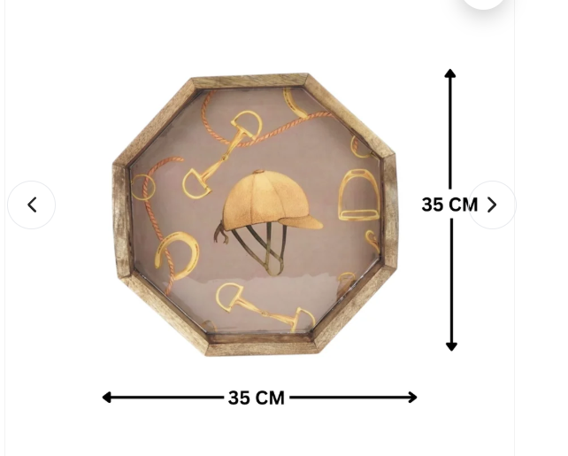 Equestrian Tray Acrylic Finish Octagonal 14"