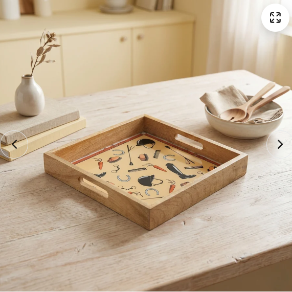 Equestrian Tray Acrylic Finish Square 13"