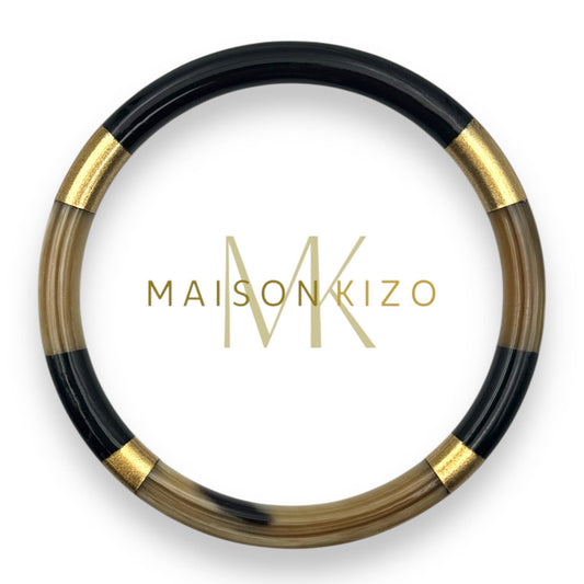 Lacquered buffalo horn bangle Multicolor Black Gold