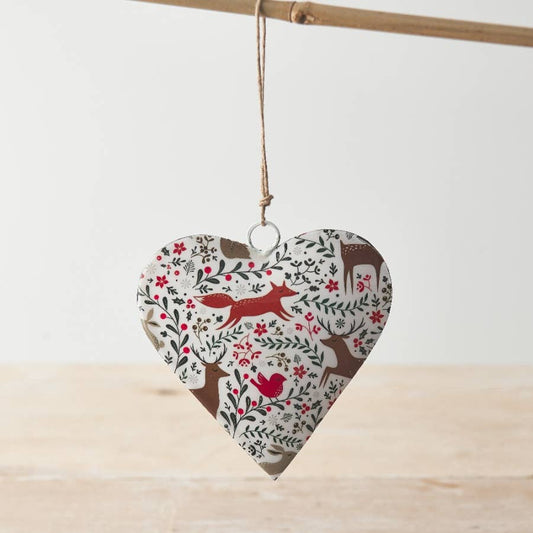 Woodland Animal Heart Hanger, 10cm