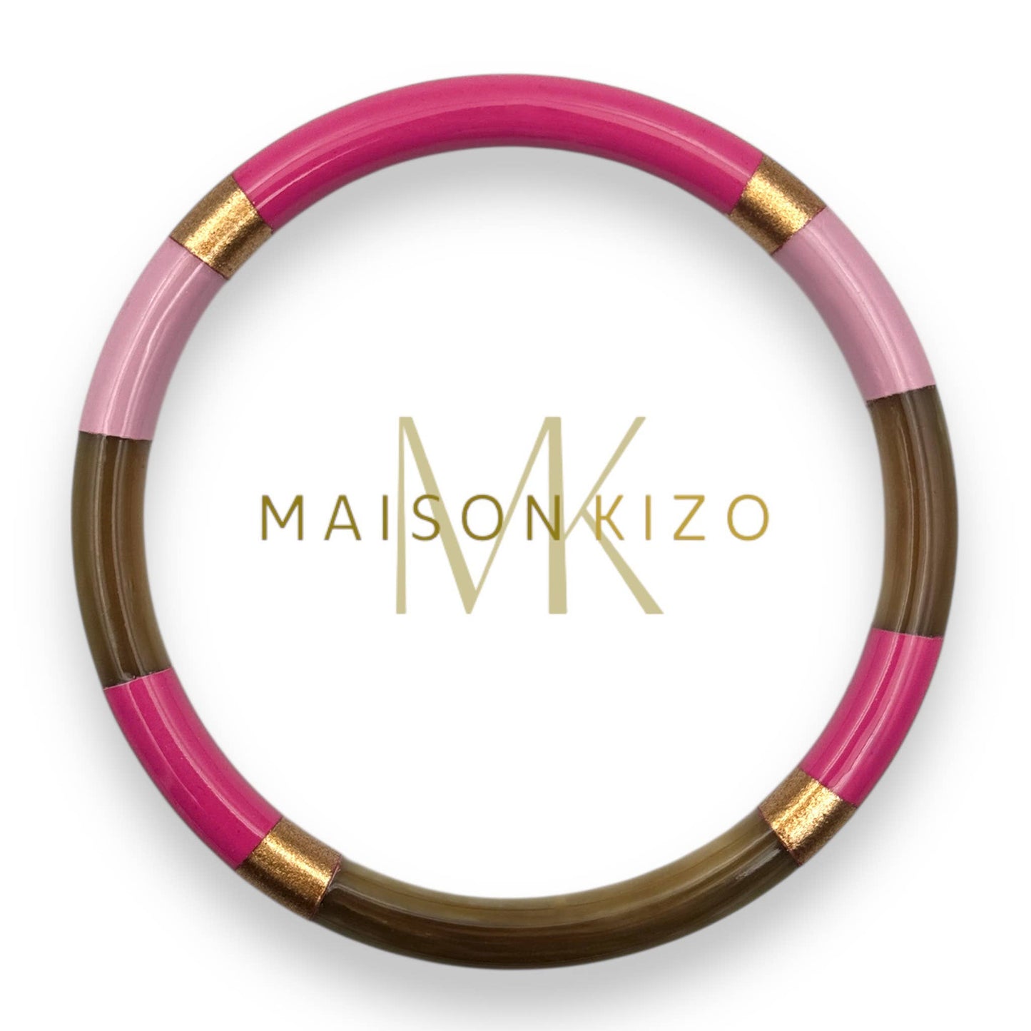 Fushia, Pink and Gold Buffalo Horn Lacquered Bangle