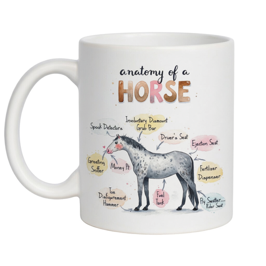 'Anatomy of a Horse' Funny equine coffee mug - 11oz white