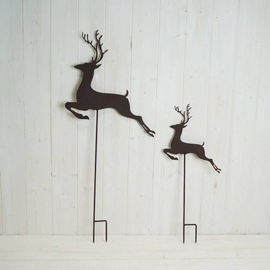 S/2 Metal Reindeers On Stake