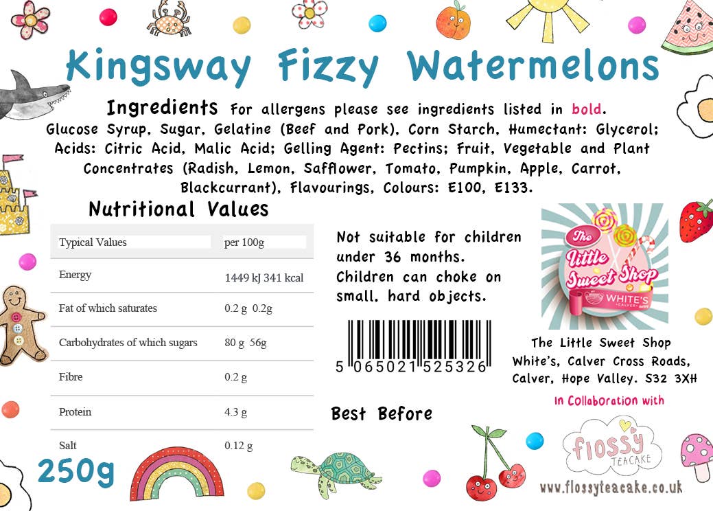 Fizzy Watermelons Sweet Bag 250g