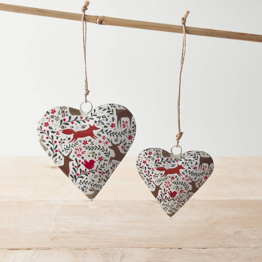 Woodland Animal Heart Hanger, 10cm