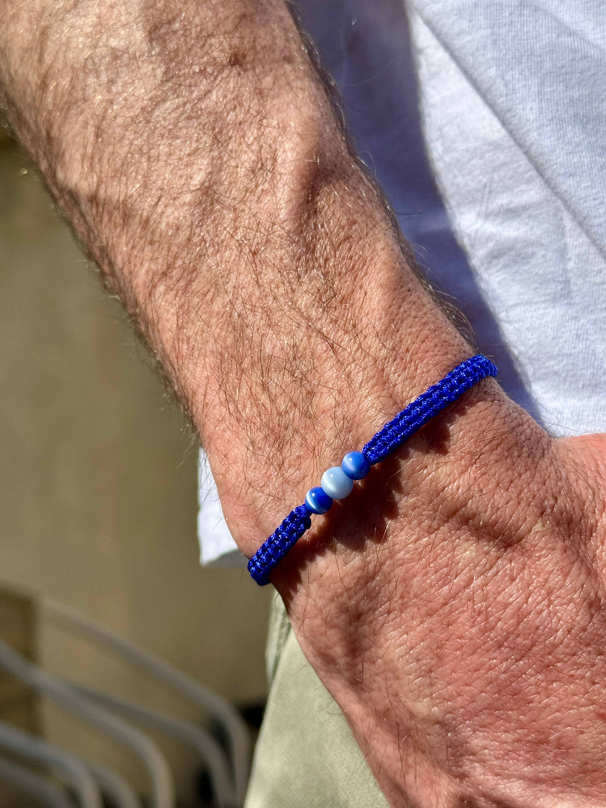 Macramé-style woven bracelet for MEN - BLUE 04