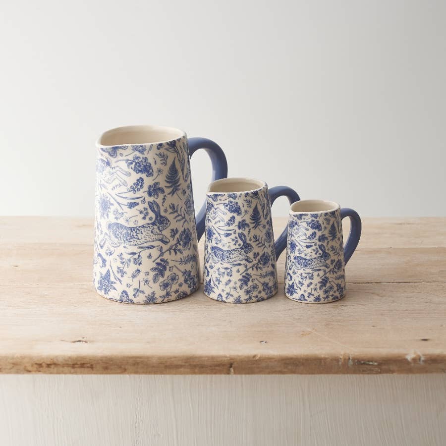 Blue Hare Floral Jug, 9cm