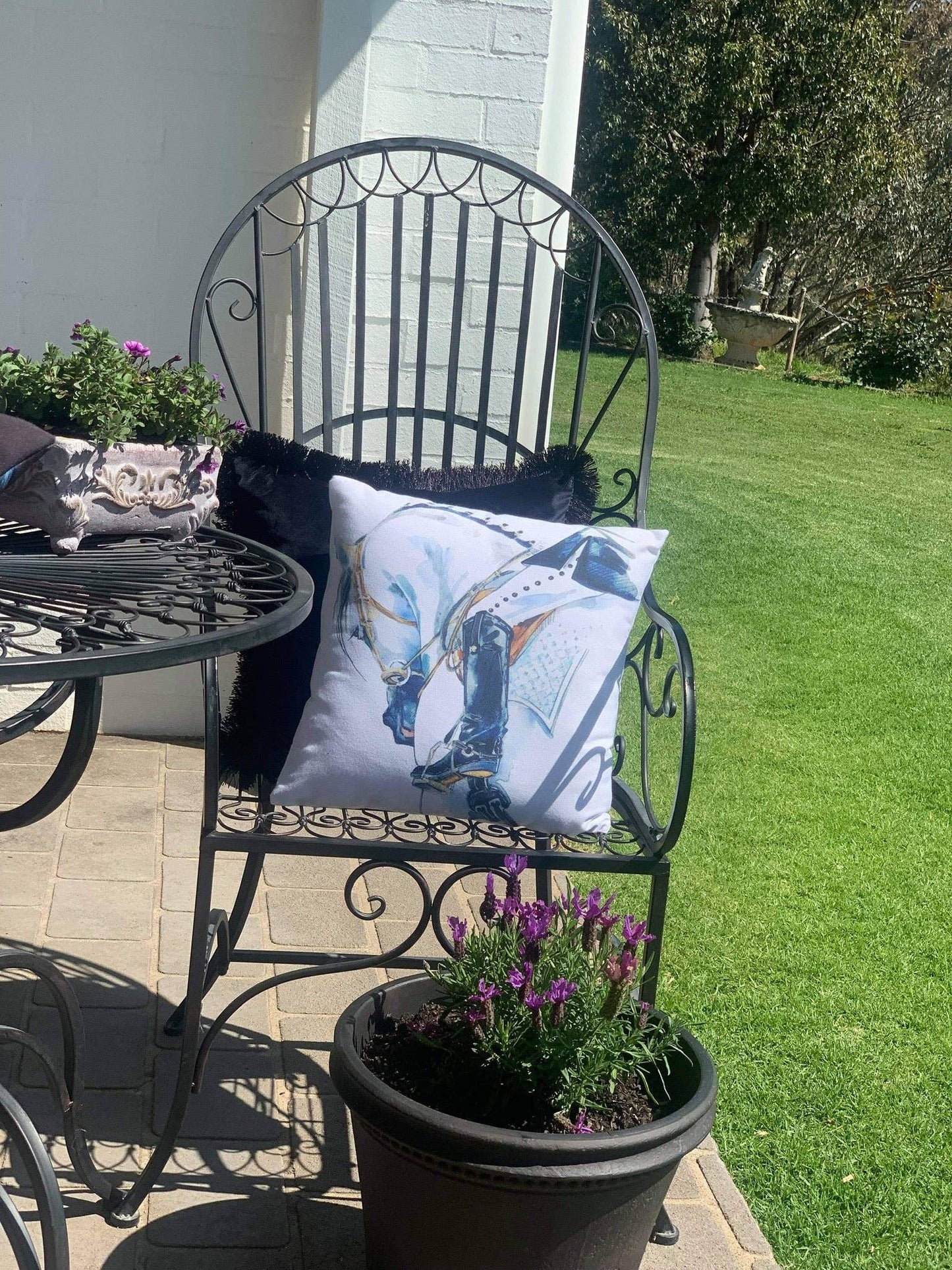Grey Horse Dressage Cushion