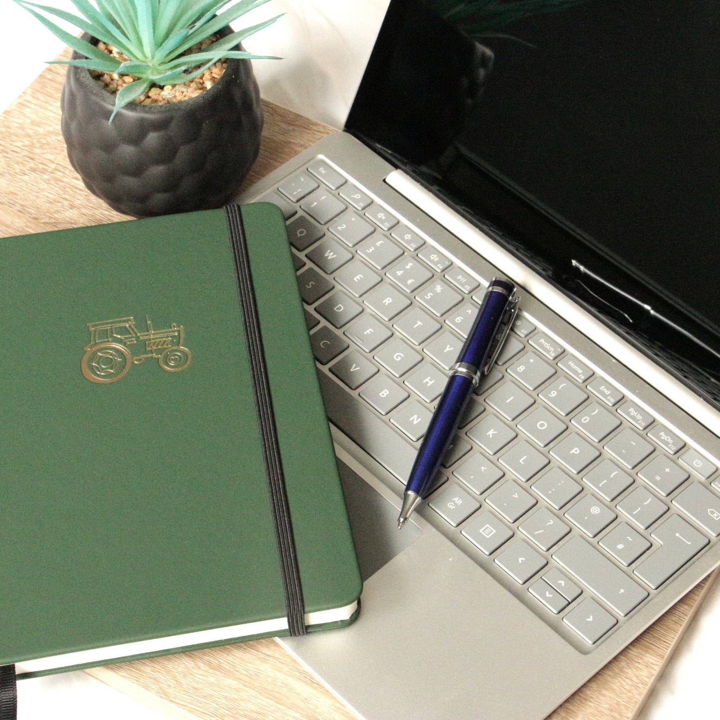 Tractor Embossed Lined A5 Notebook Green