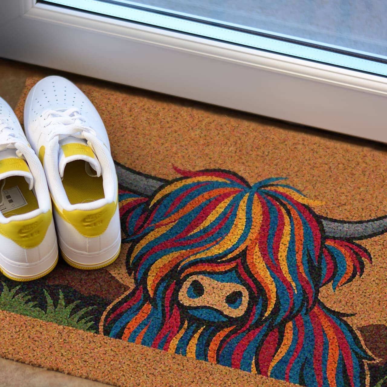 Highland Cow Coir Doormat – Indoor/Outdoor Doorstep Humour