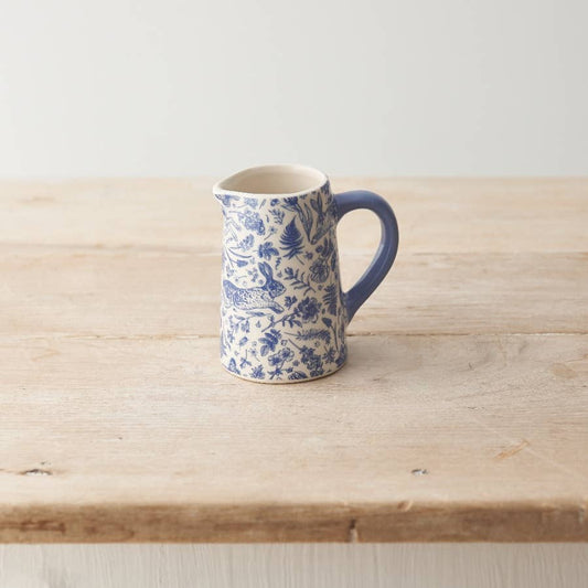 Blue Hare Floral Jug, 9cm