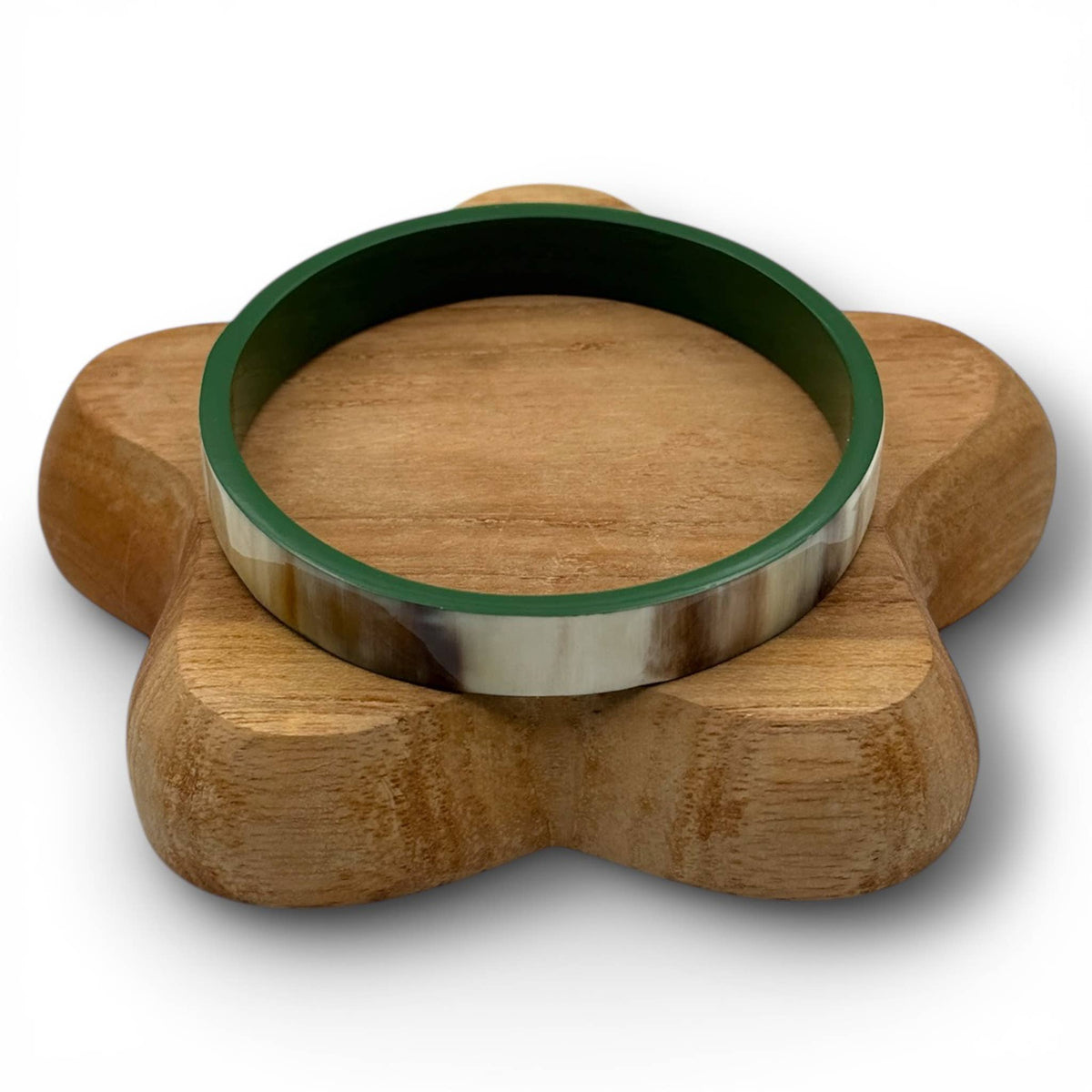Lacquered buffalo horn piping, 1 cm width, Pine Green C40