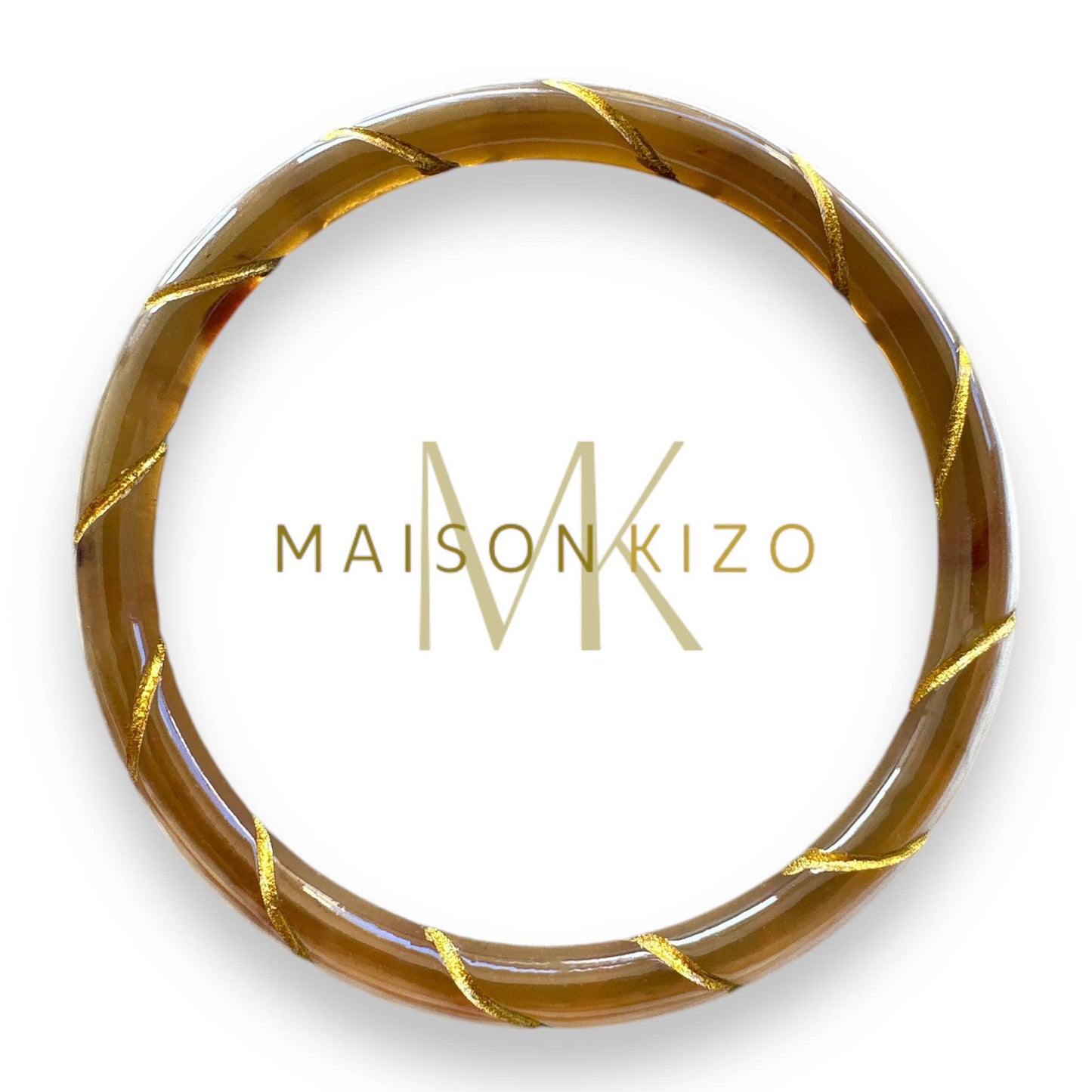 Twisted Gold Lacquered Buffalo Horn Bangle