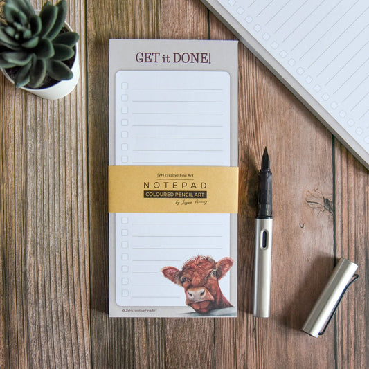 Cow, Farm Animal Slim To-Do List & Tear-Off Notepad