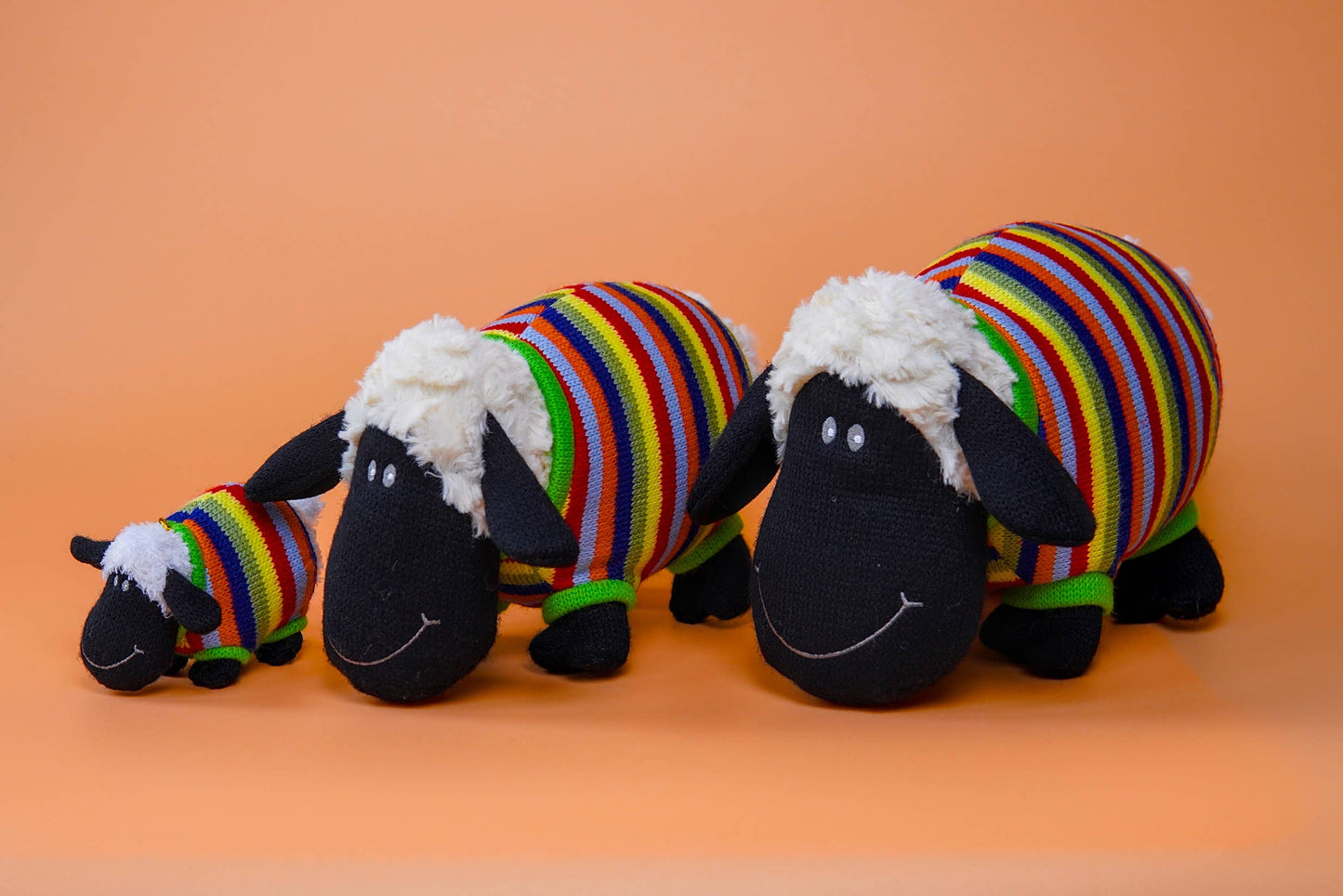Small Woolly Sheep Plush Toy in Stripe Jumper, Sheep