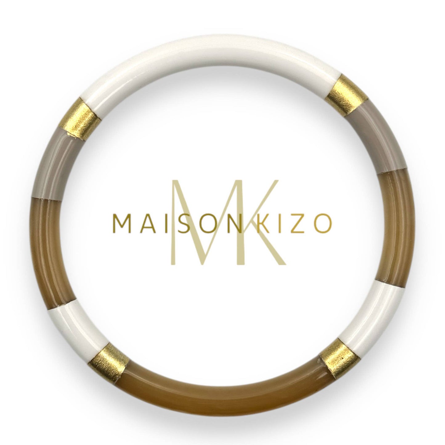 White gold grey/taupe lacquered buffalo horn bangle