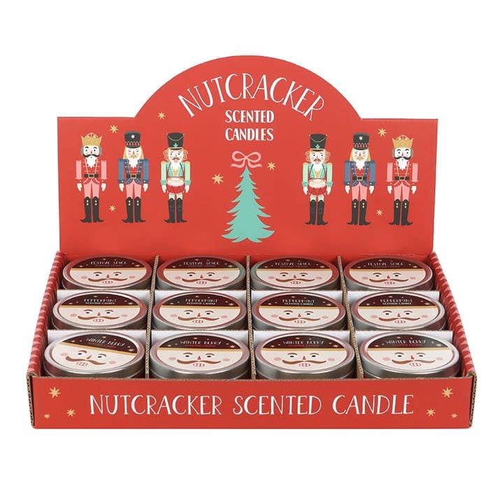 Set of 12 Nutcracker Christmas Candles in Display