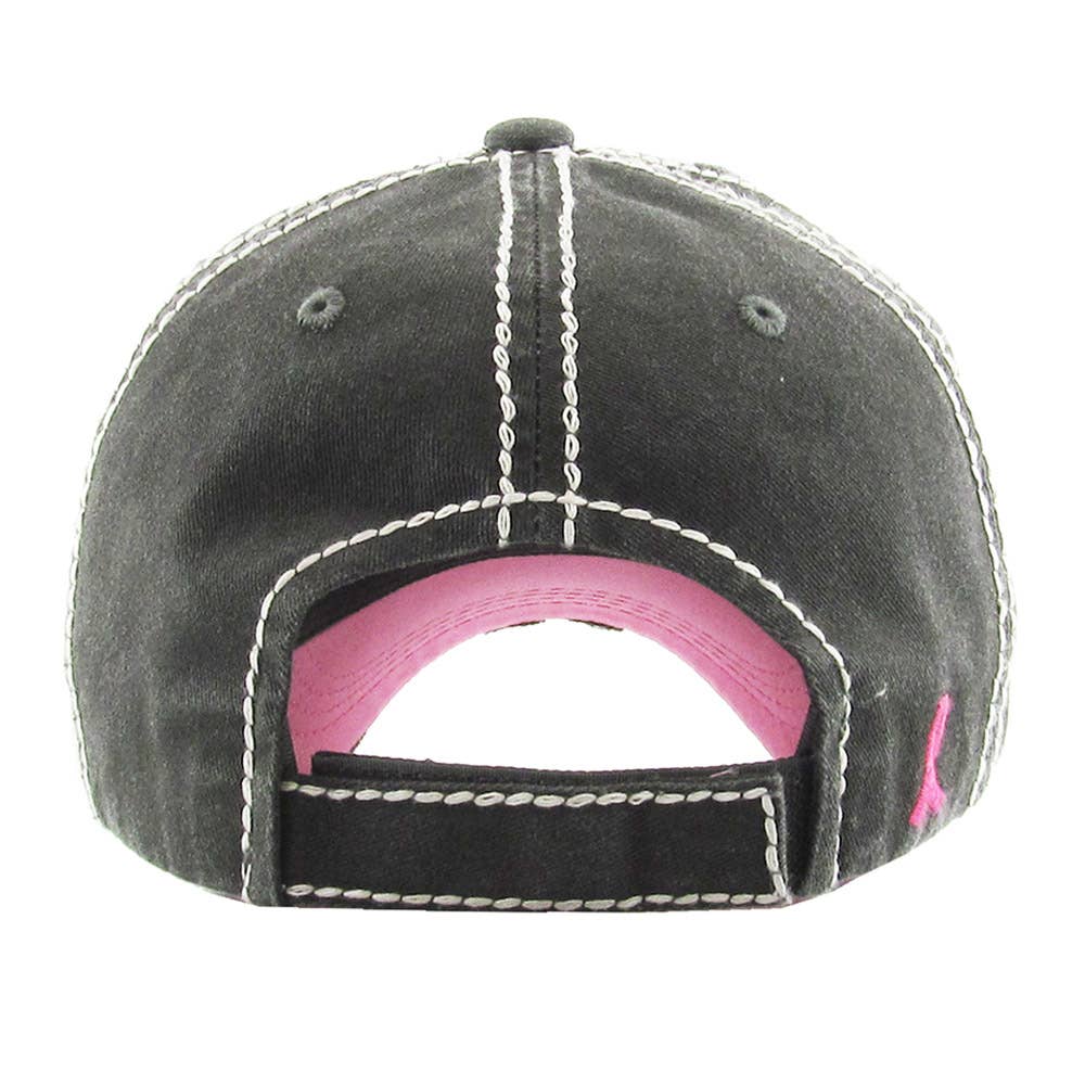 This Is My Fight Hat Message Pink Ribbon Accented Vintage Baseball Cap